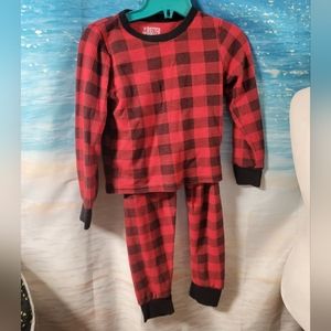 At The Buzzer Youth Size 8 Red Buffalo Plaid Pajamas Unisex‎ 2Pc